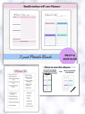 cover image of Manifestation Diary checklist Self care planner, to-do List, Mental Health well being, Daily Printable Check list